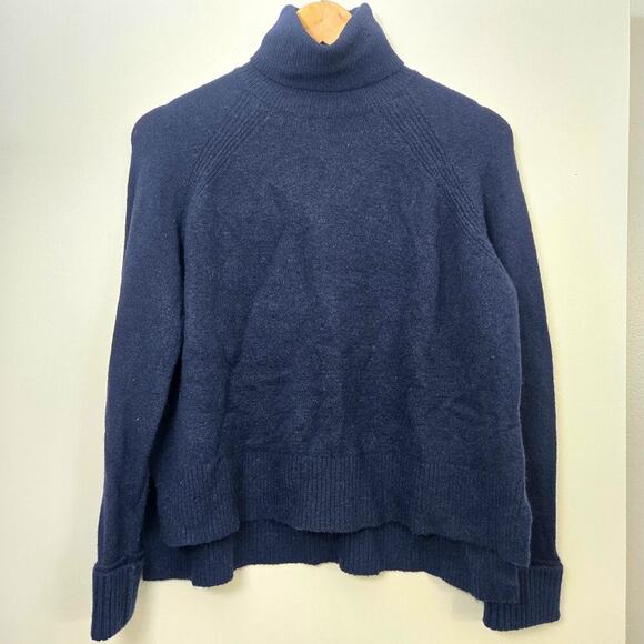 J. Crew S Softest Yarn Merino Wool & Alpaca Blend Turtleneck Long Sweater Navy - Picture 1 of 9